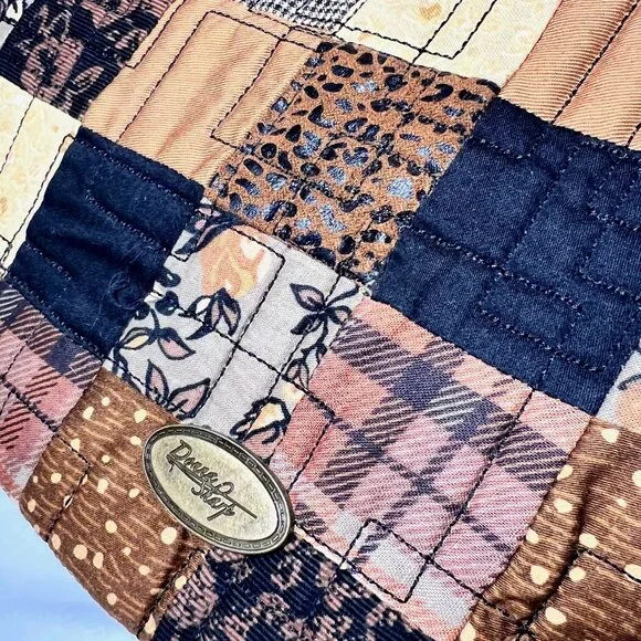 Donna Sharp Quilted Belt Buckle Purse-Brown Mix Medium Shoulder/Tote Purse Bag - Picture 14 of 16